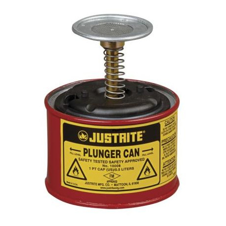 0.5 Litre Plunger Can for dispensing flammable liquids- Justrite10008